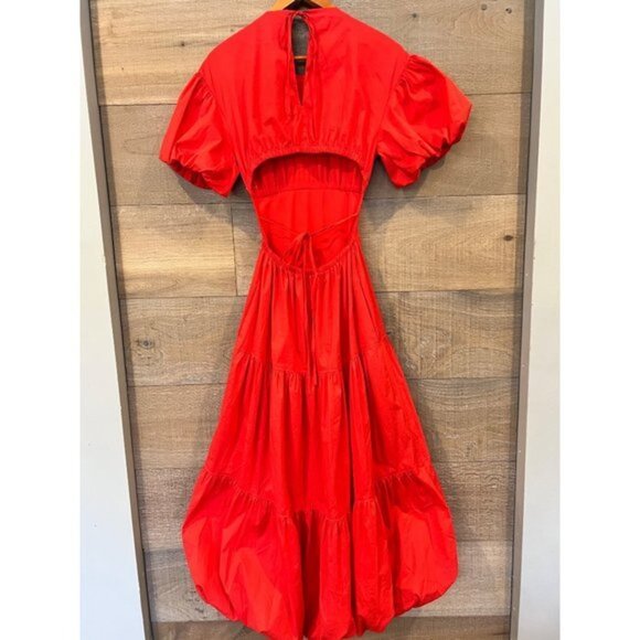 NWOT CINQ A SEPT Maisey Puffed Sleeve Tiered Open-Back Dress SIZE 2 - Picture 5 of 11